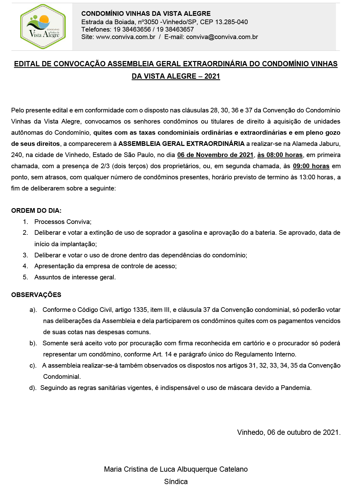 Edital de Convocação de Assembleia Geral Extraordinária 14.06.23