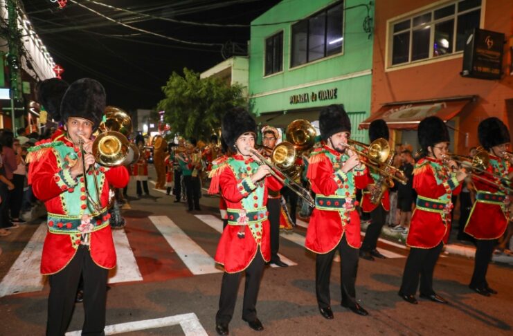 Vinhedo apresenta Parada de Natal 2025, espetáculo que transforma as ruas da cidade em cenário de luz, música e fantasia