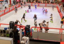 Pista de patinação no gelo é atração das férias no Maxi Shopping